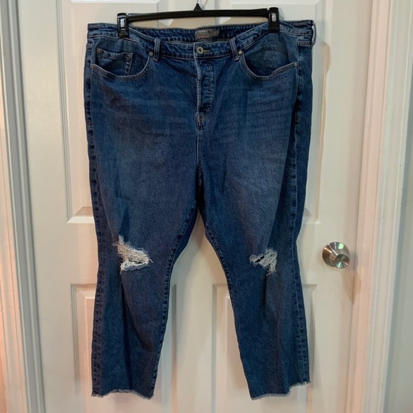 Torrid Button Fly Straight High Rise Distressed Jeans Size 24 - Picture 9 of 9